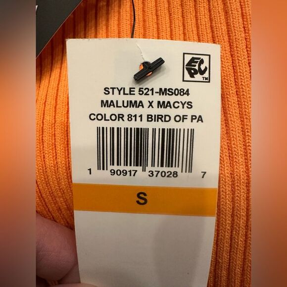 ROYALTY By MALUMA Orange Ribbed Flare Long Sleeves Lace-Up Back Top Small - Picture 10 of 11